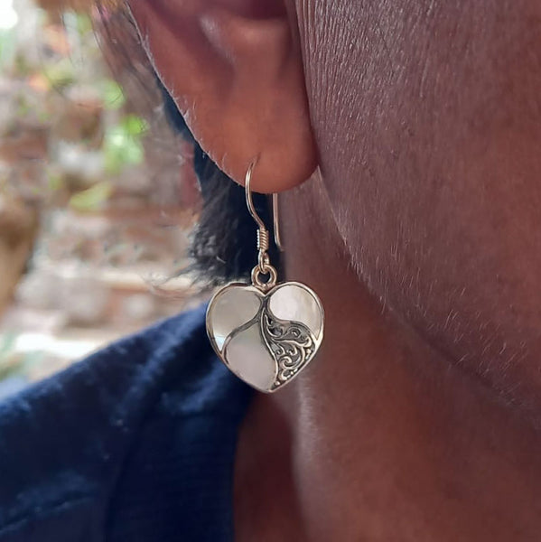 Saja Mother of Pearl Earrings - Sterling Silver, Indonesia