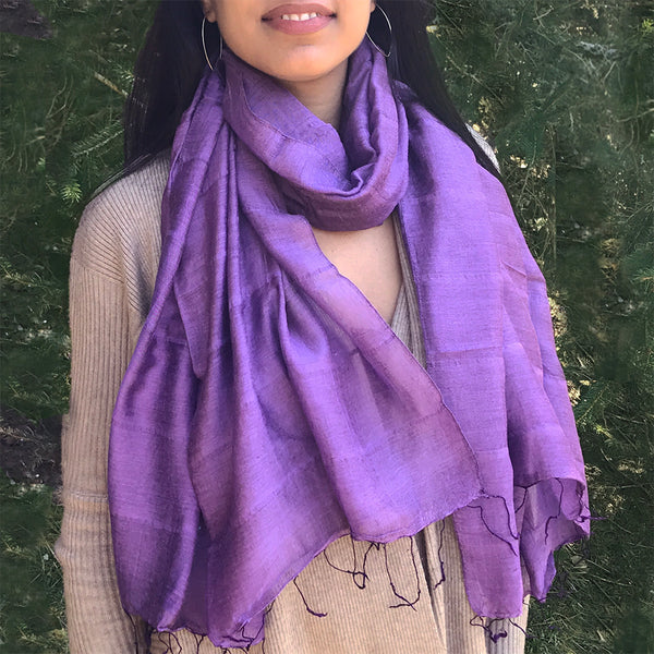 Purple Scarf , hand dyed silk wrap , silk head scarf