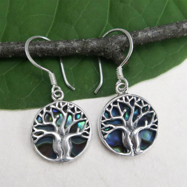 Abalone Tree of Life Earrings - Sterling Silver, Indonesia - Women's