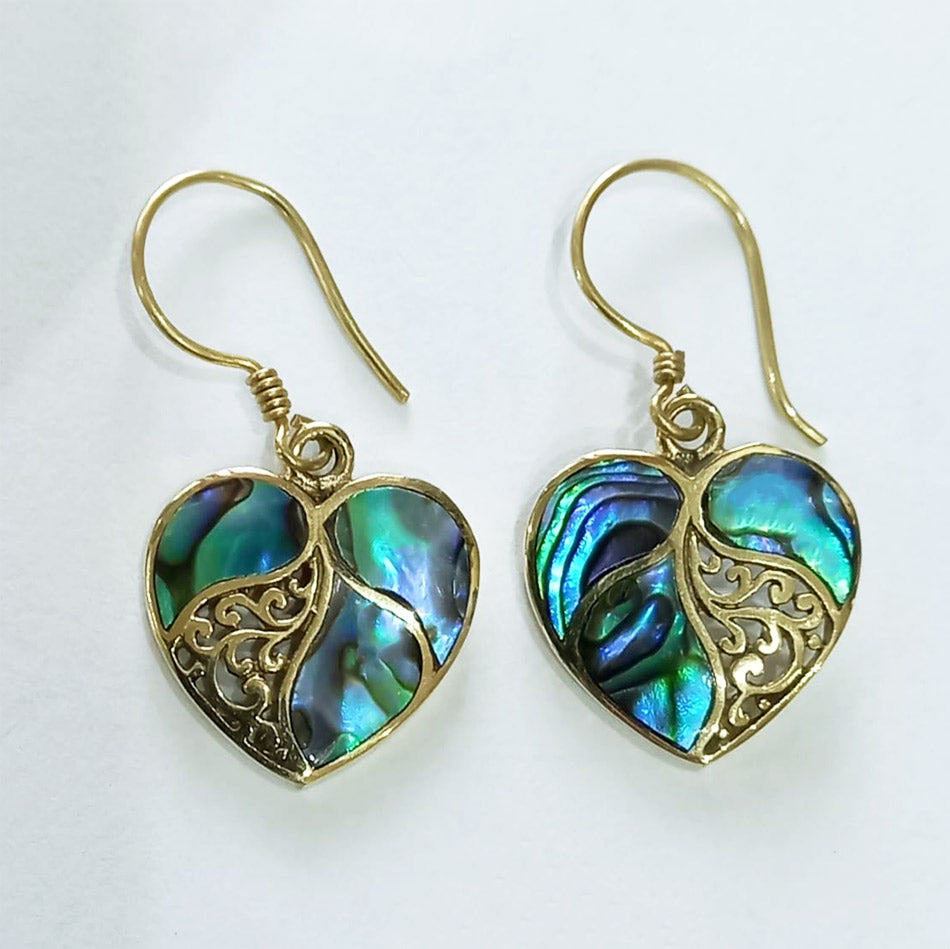 Fair trade abalone heart earrings