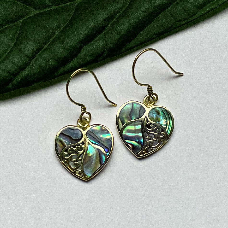 Abalone heart earrings fair trade