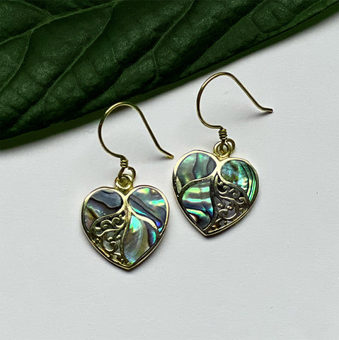 Fair trade abalone heart earrings