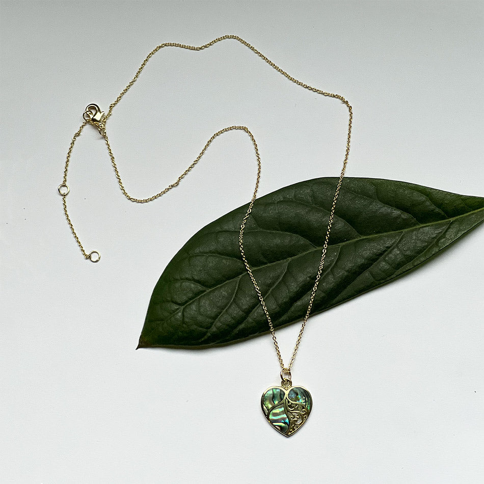 Fair trade abalone heart necklace