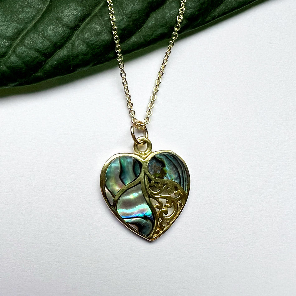 Fair trade abalone heart necklace