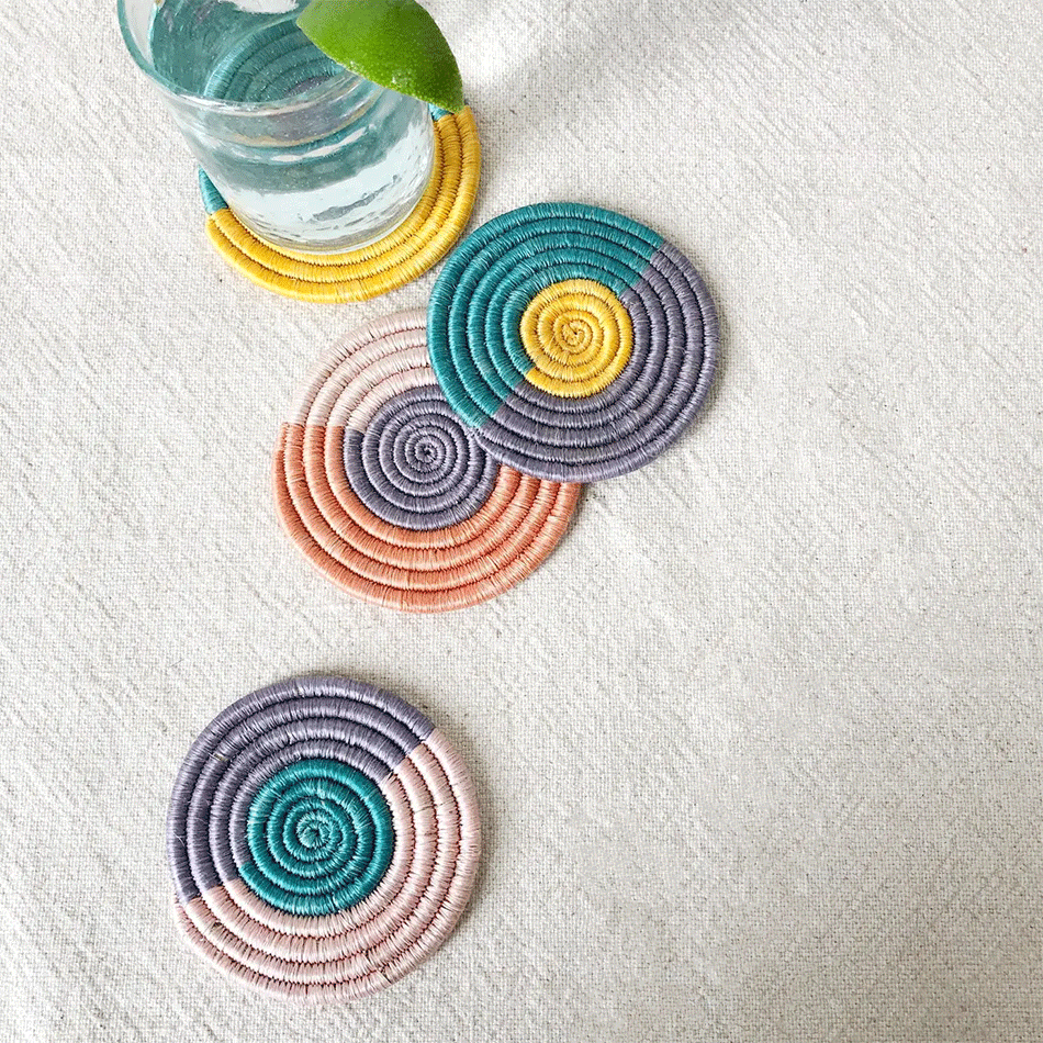 Fair trade sisal sweetgrass coasters