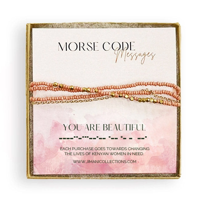 "You Are Beautiful" Morse Code Bracelet, Kenya