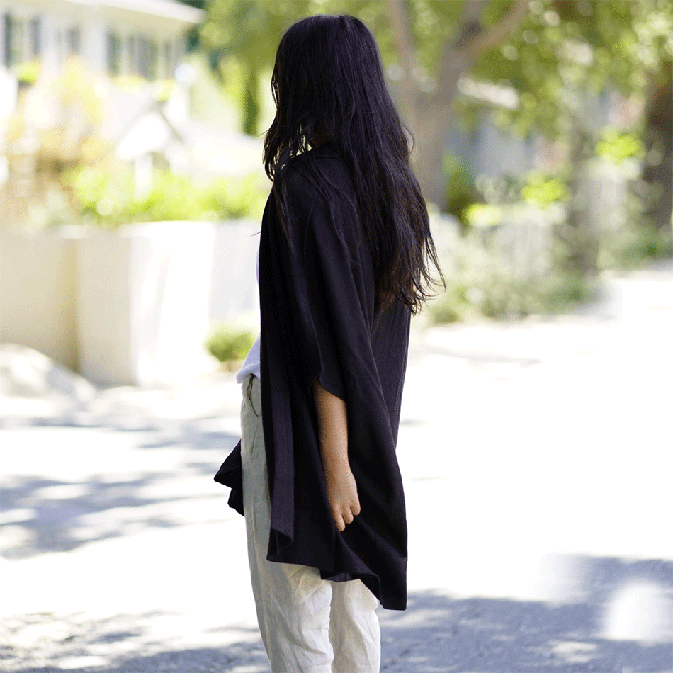 FAir trade casmere kimono cape black