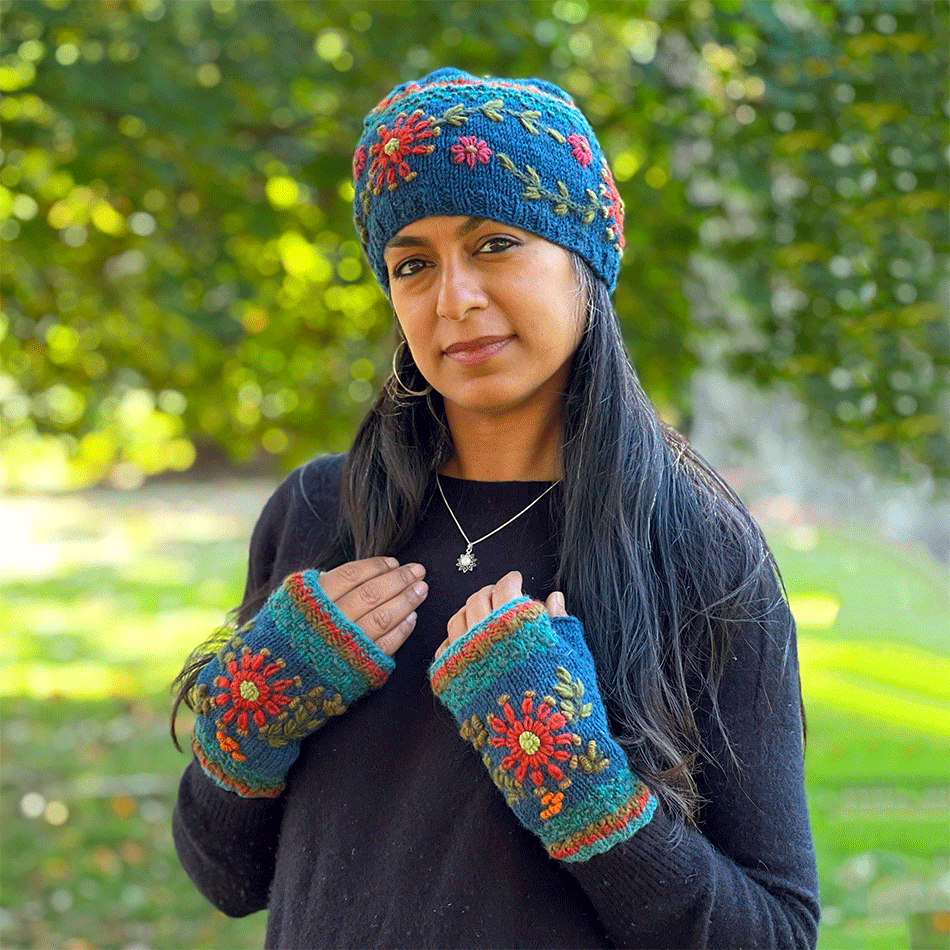 Fair trade wool fingerless gloves