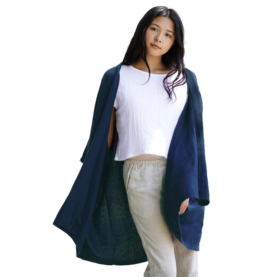 Luxurious Cashmere Kimono/Cape - Blue, Nepal