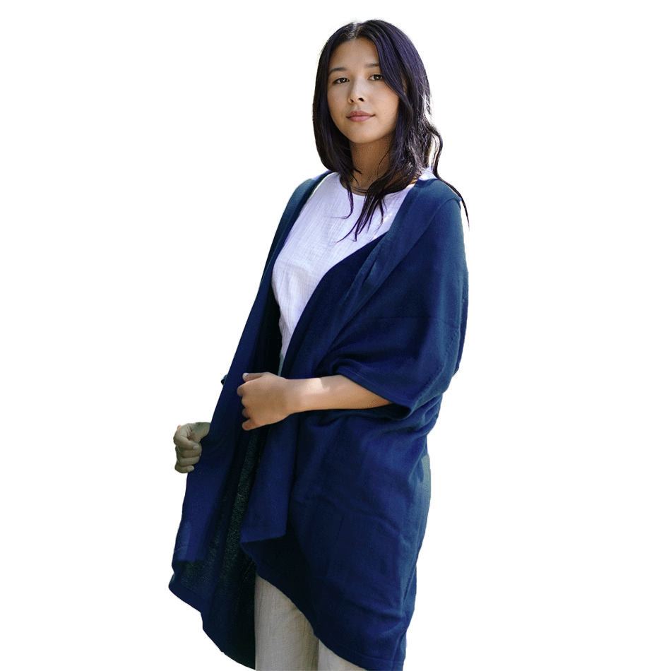 Luxurious Cashmere Kimono/Cape - Blue, Nepal