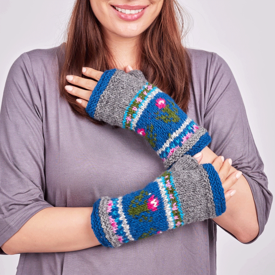 Fair trade wool fingerless gloves