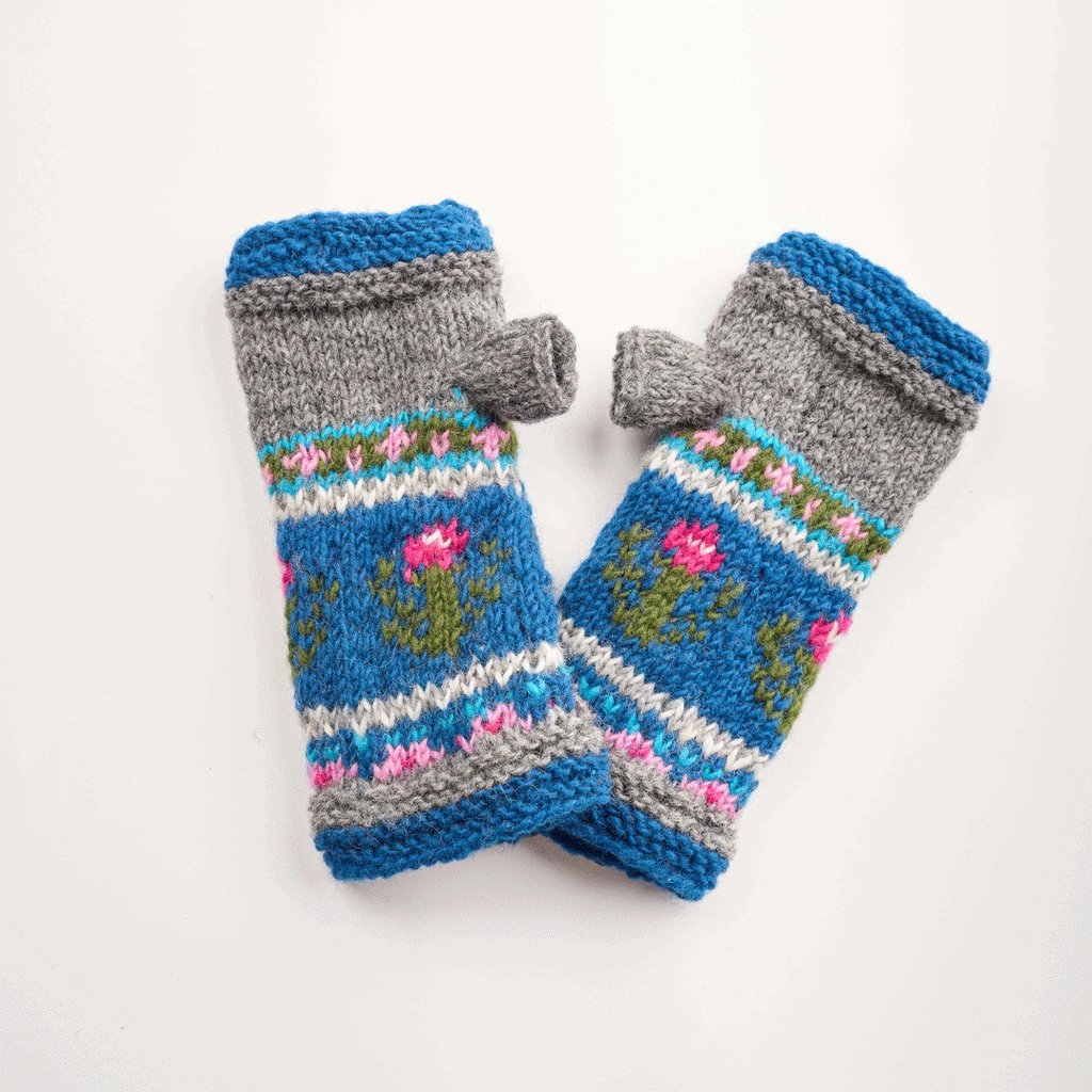 Fair trade wool fingerless gloves