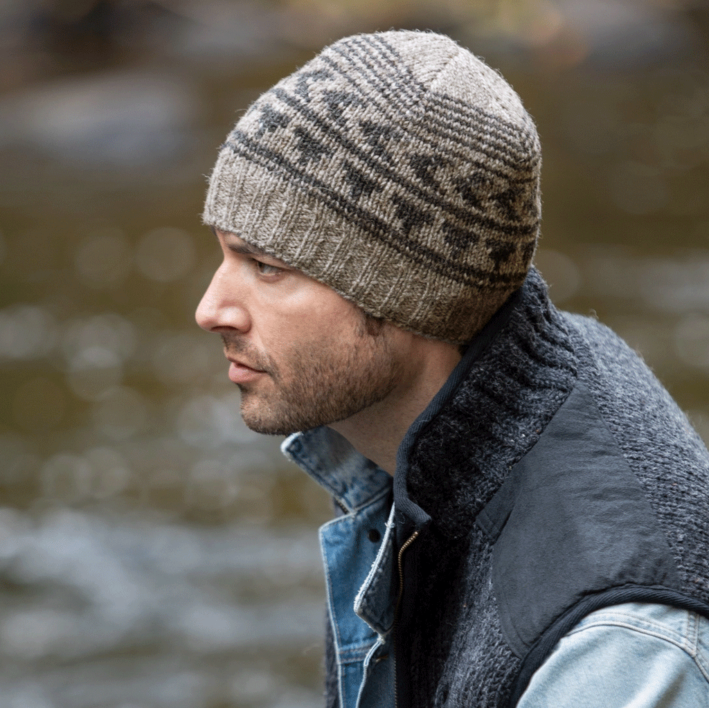 Fair trade hand knit men's wool hat