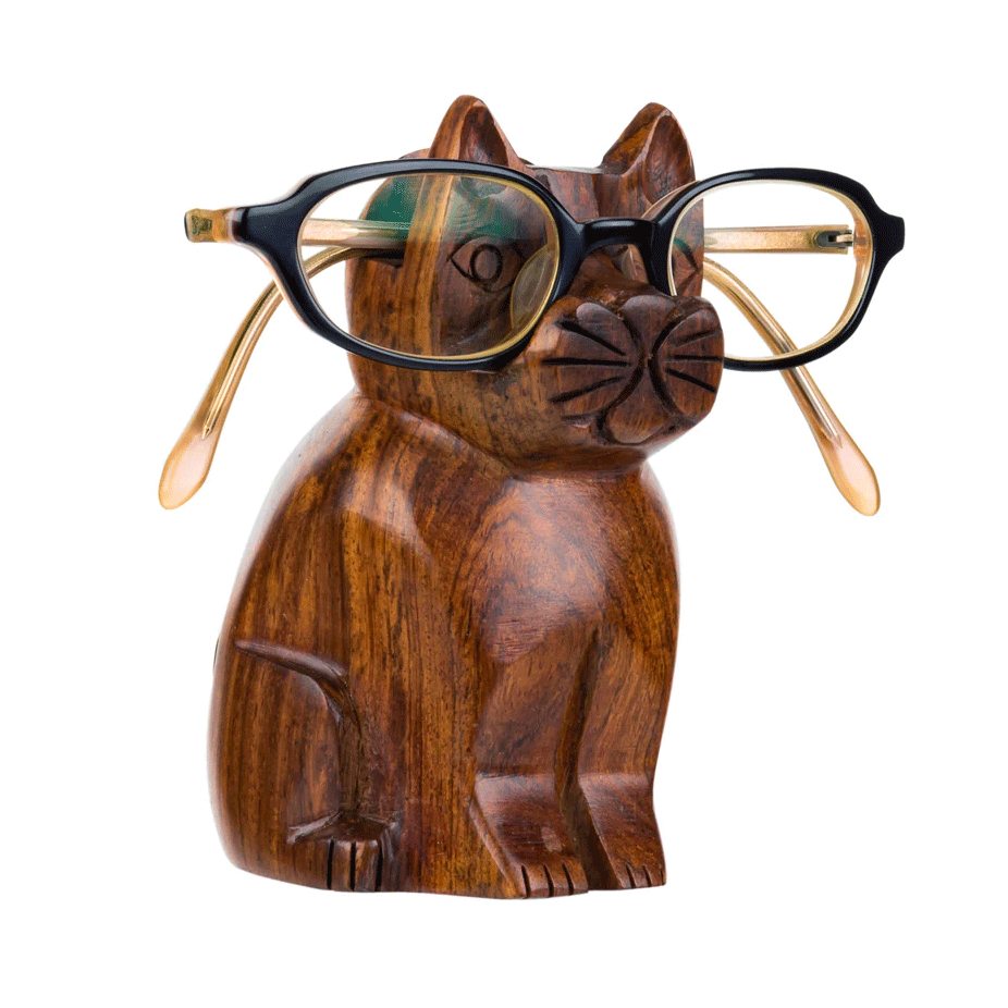 Fair trade wood eyeglass holder