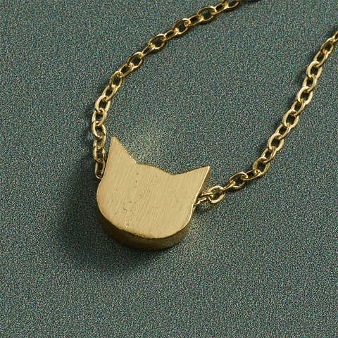 Fair trade gold cat face necklace