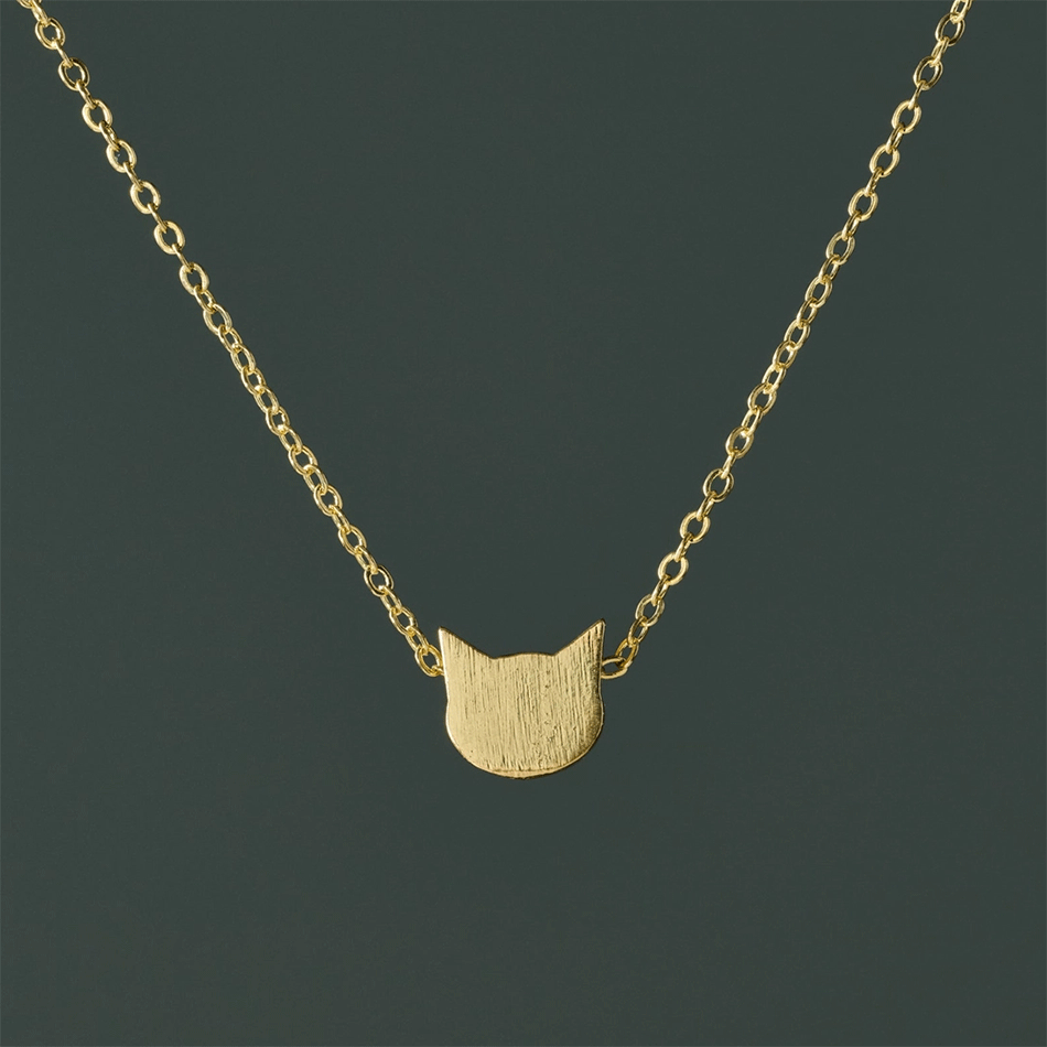 Fair trade gold cat face necklace