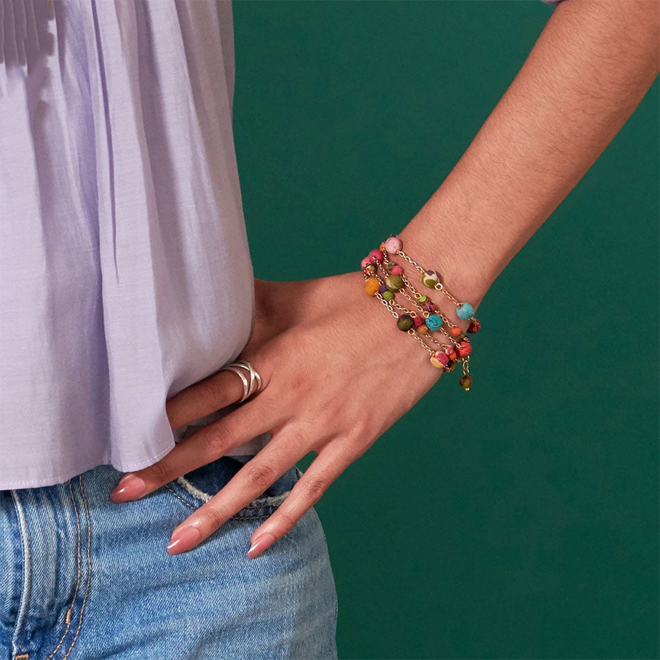 Fair trade recycled sari bracelet