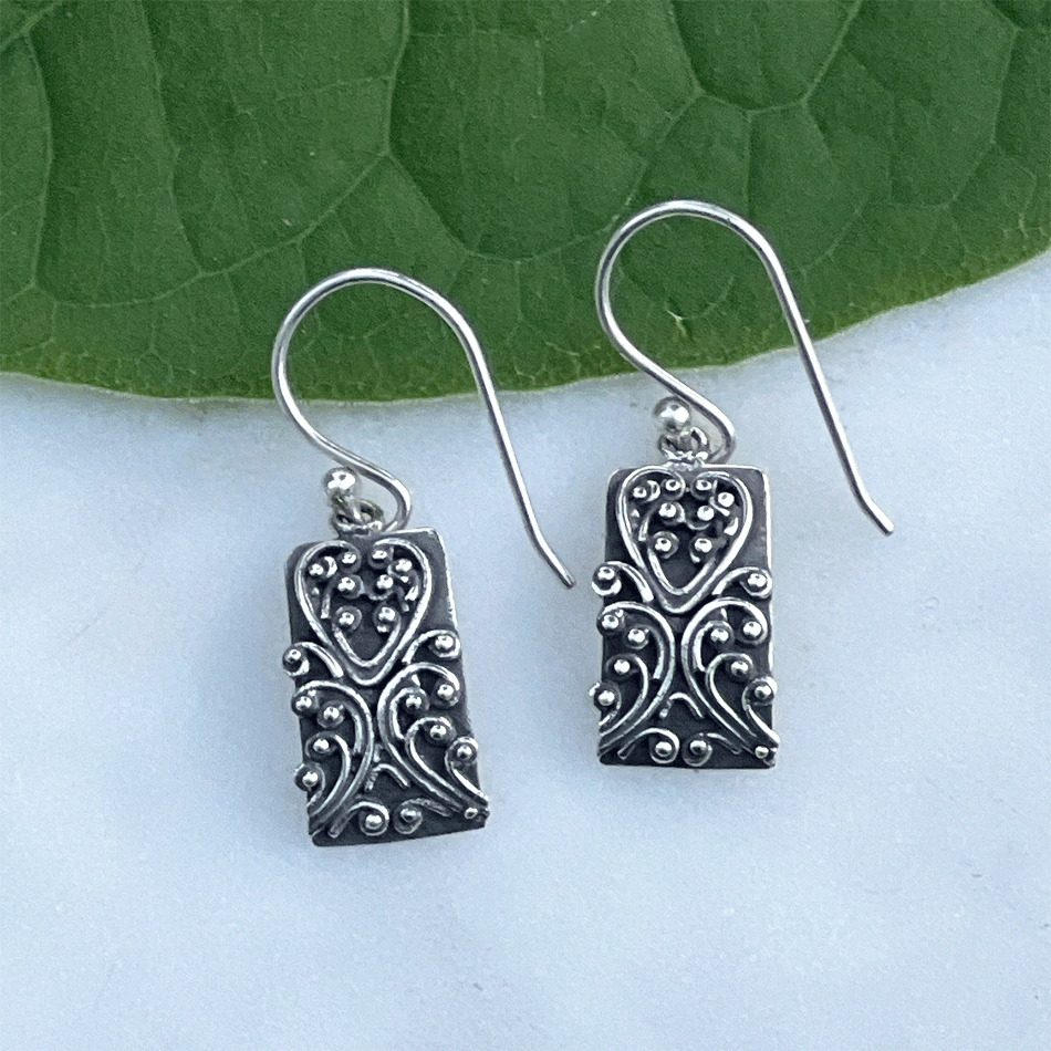 Fair trade sterling silver filigree earrings