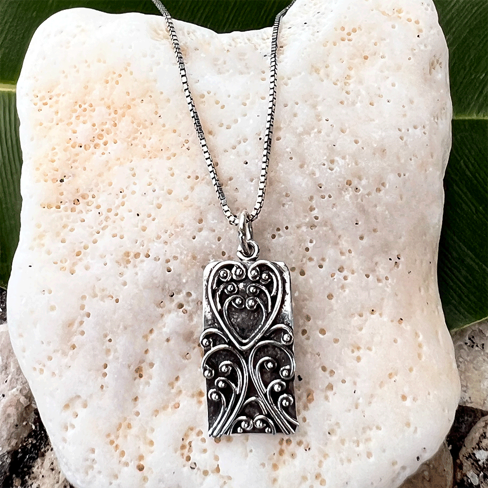 Fair trade sterling silver filigree heart necklace