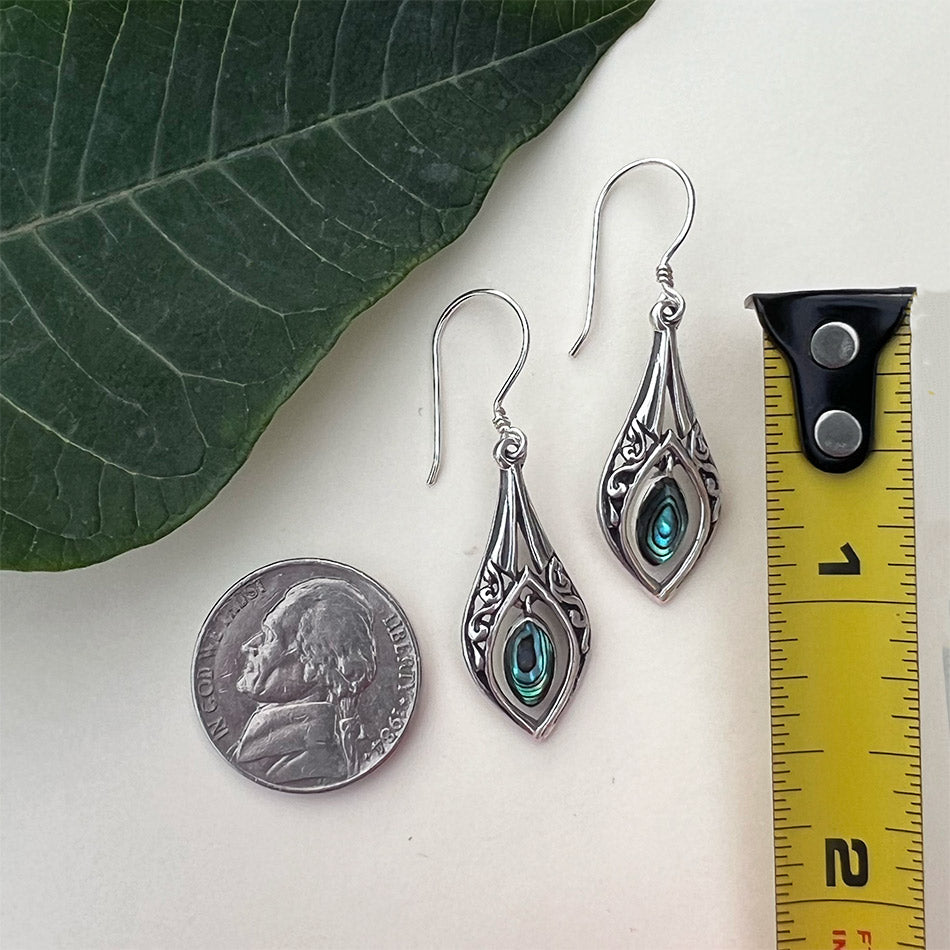 Fair trade sterling silver abalone earrings