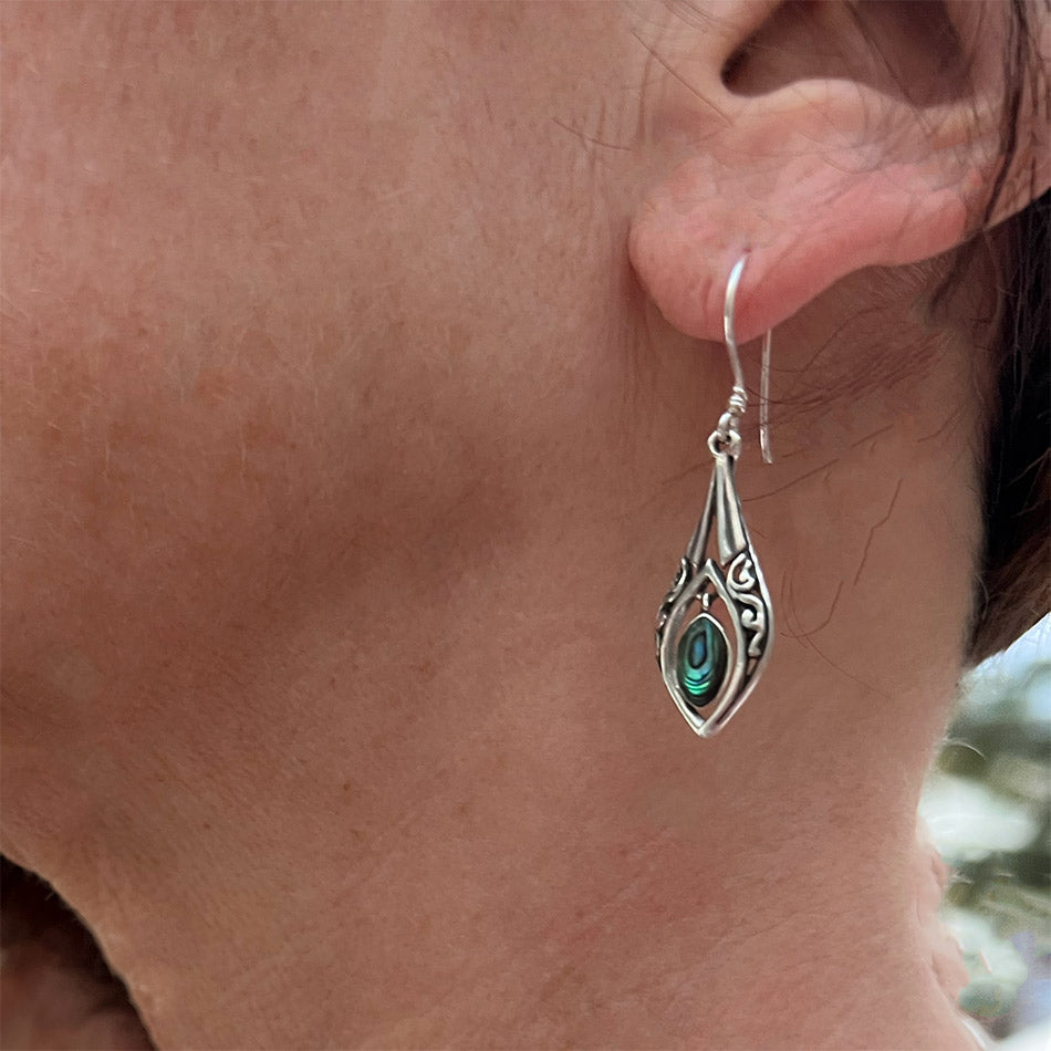 Fair trade sterling silver abalone earrings