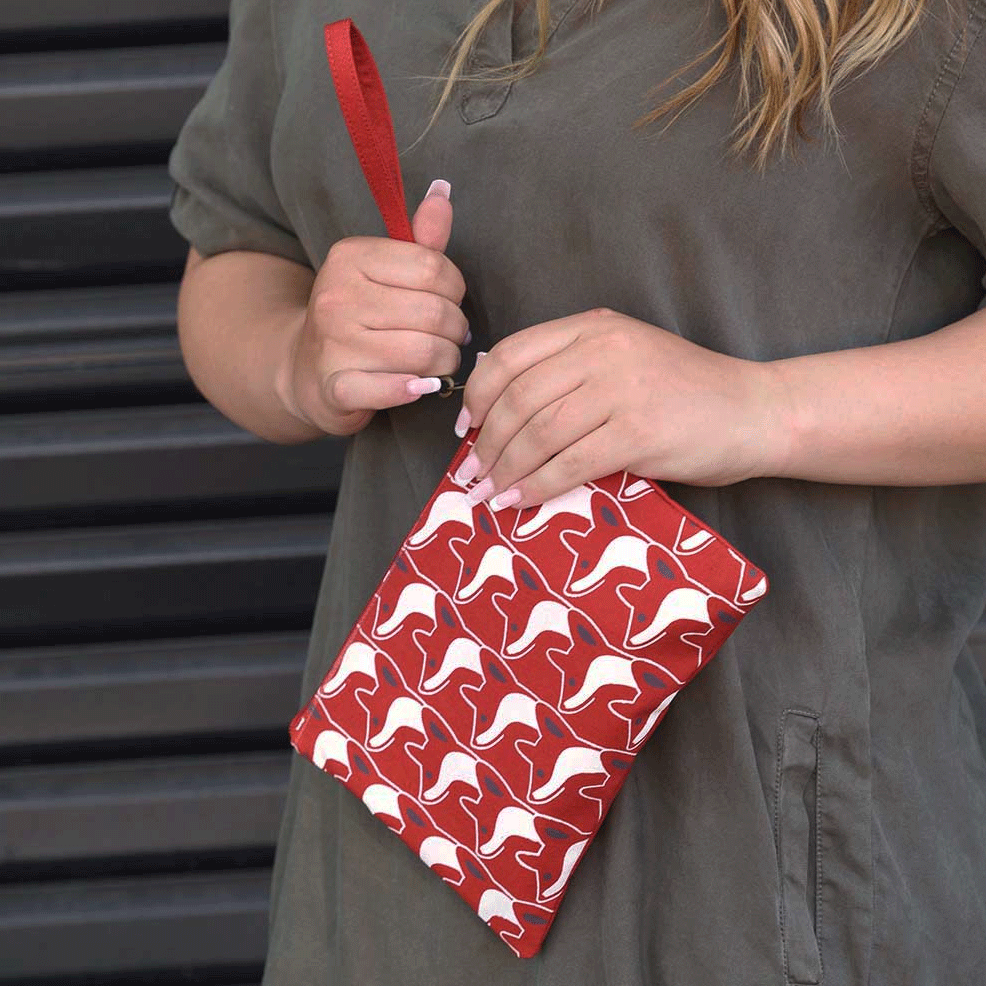 Fair trade fox wristlet purse