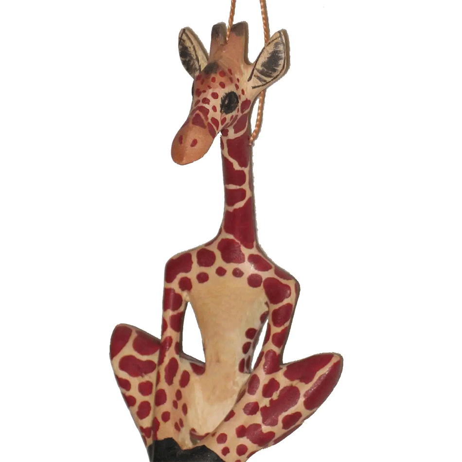 Fair trade wood yoga meditating giraffe