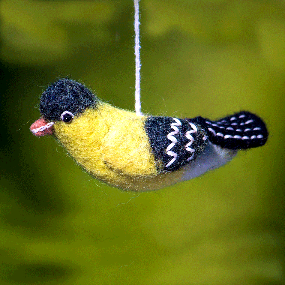 Fair trade felt bird goldfinch