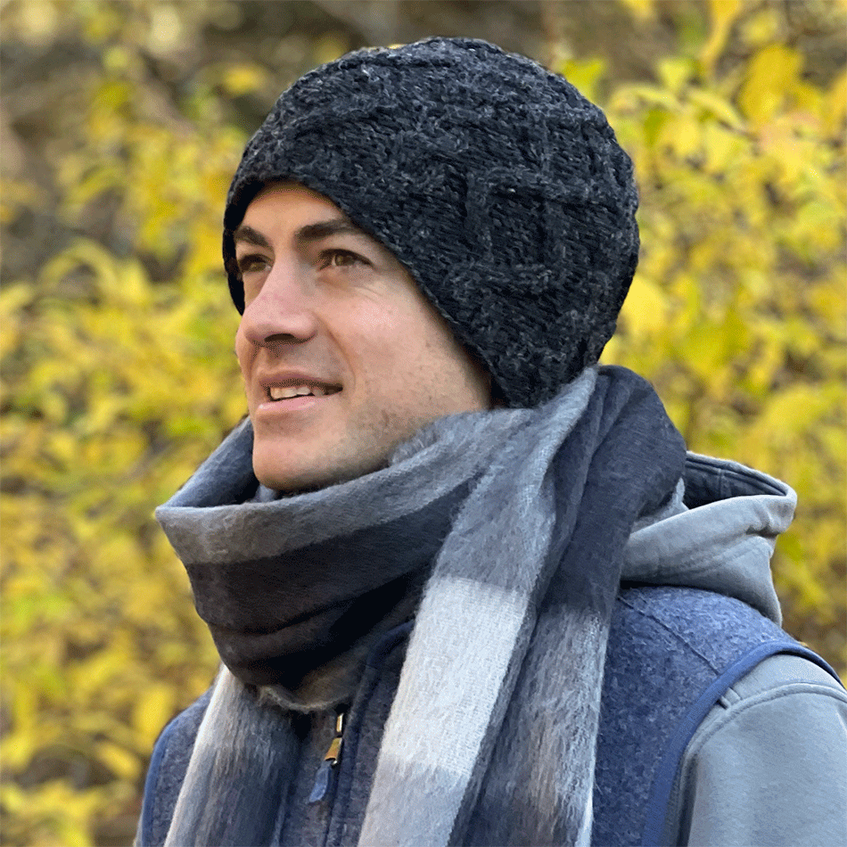 Fair trade cable knit hat men wool