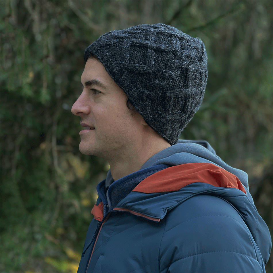 Fair trade cable knit wool handmade hat men