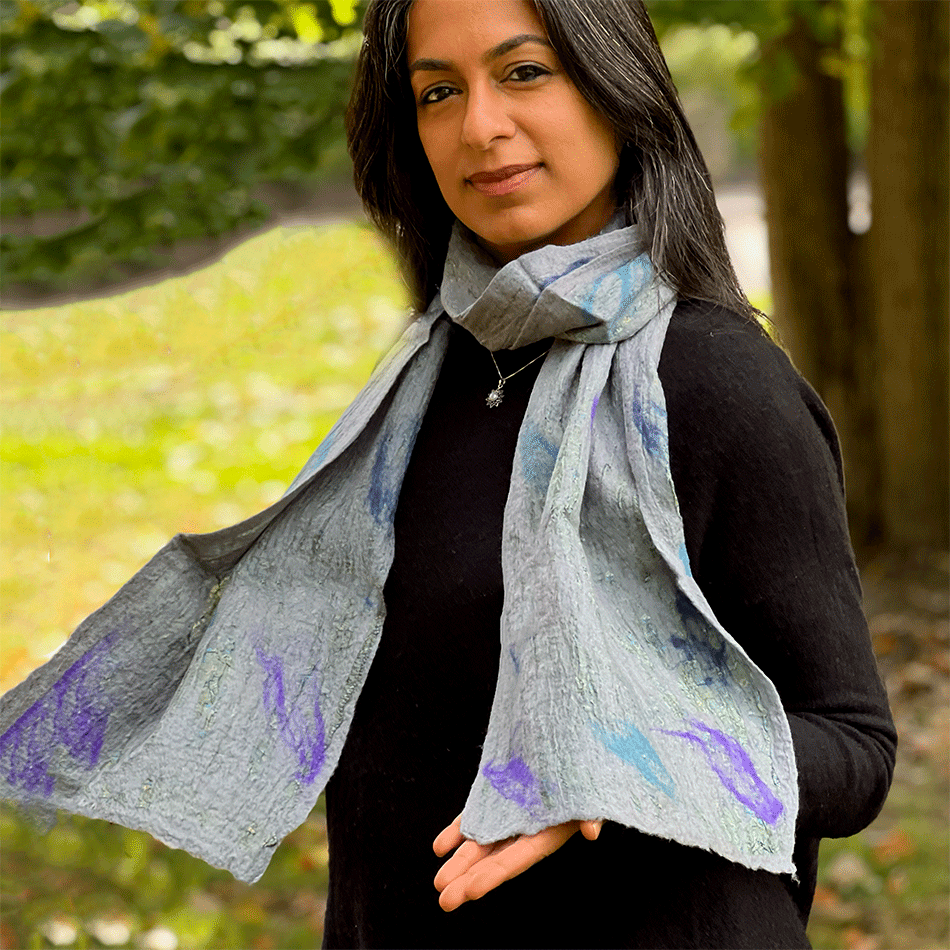 Fair trade felt silk merino scarf