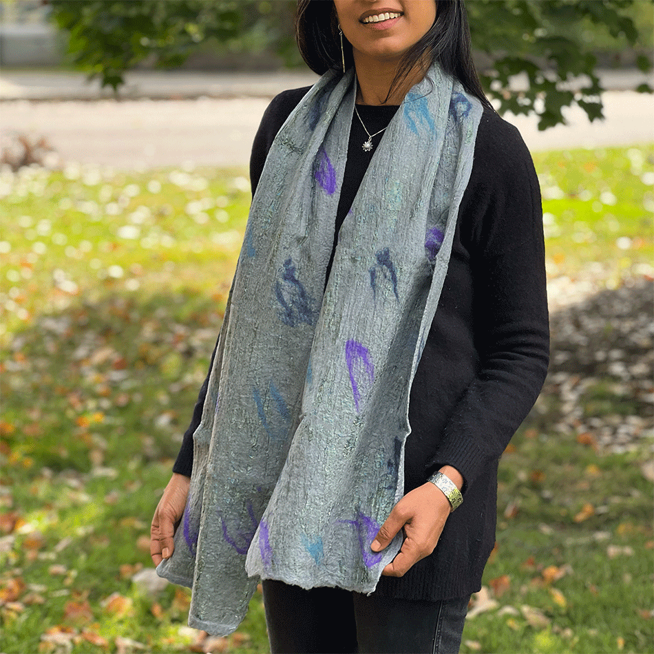 Fair trade felt merino silk scarf