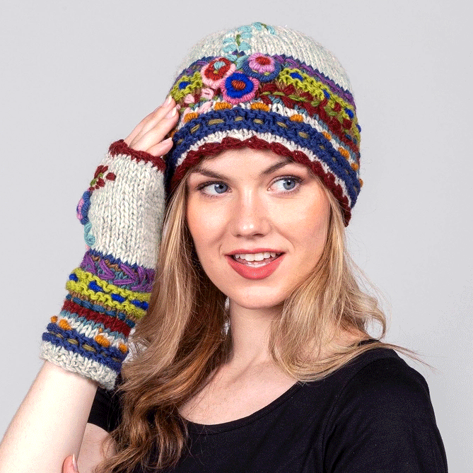 Fair trade wool hand knit hat 