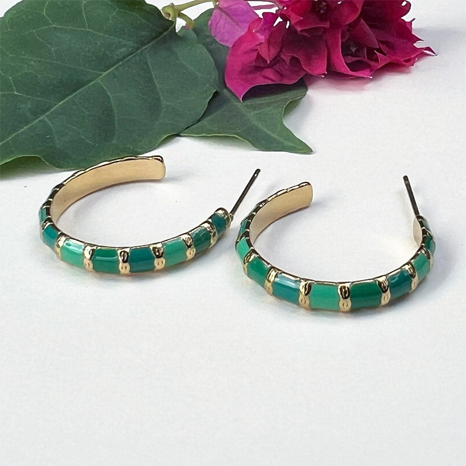 Fair trade jade earrings handmade by survivors of human trafficking