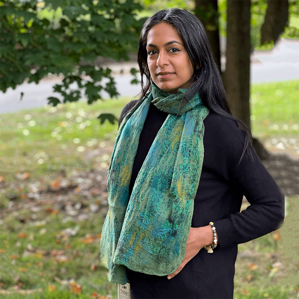 Fair trade felt silk wool scarf