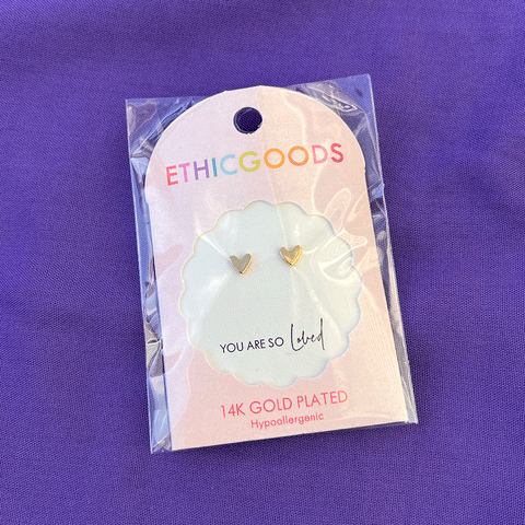 Fair trade gold heart earrings kid's