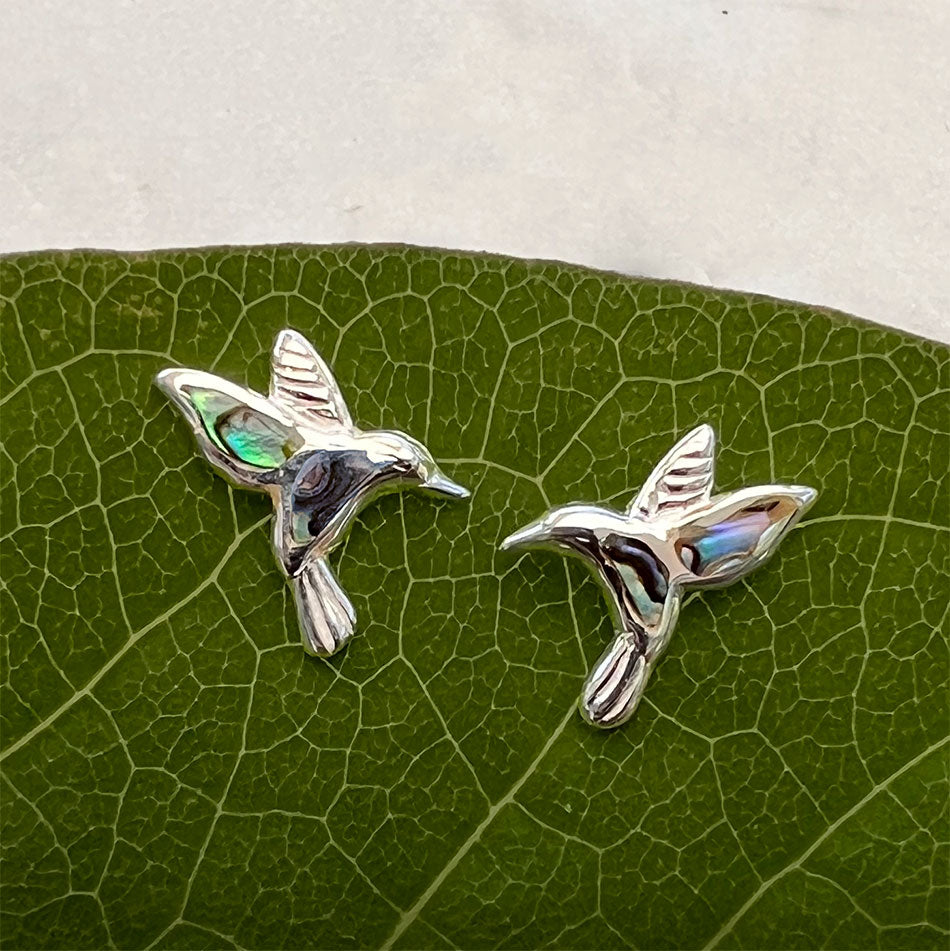 Fair trade sterling silver hummingbird studs earrings