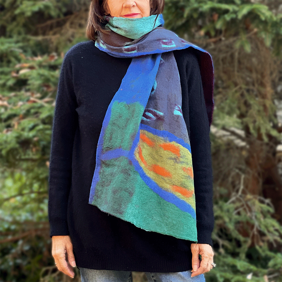 Fair trade felt scarf merino wool