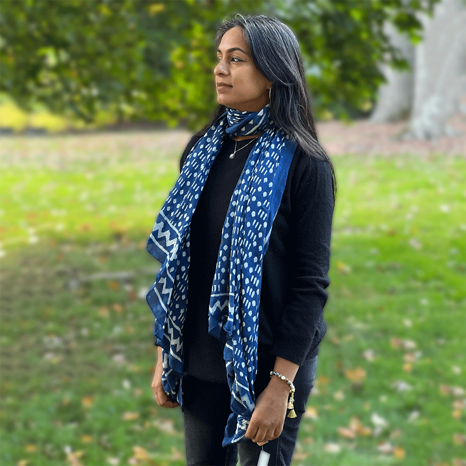 Fair trade indigo scarf cotton