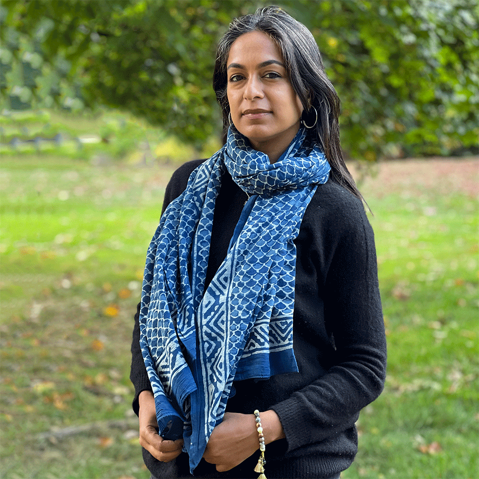 Fair trade indigo cotton scarf