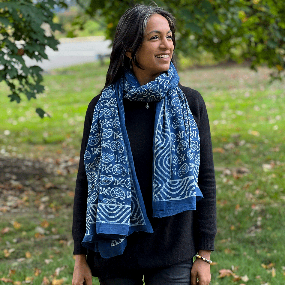 Fair trade indigo plant dyed scarf