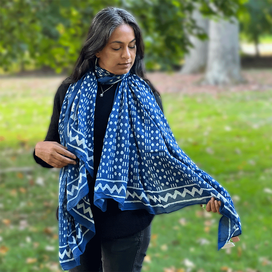 Fair trade indigo scarf cotton