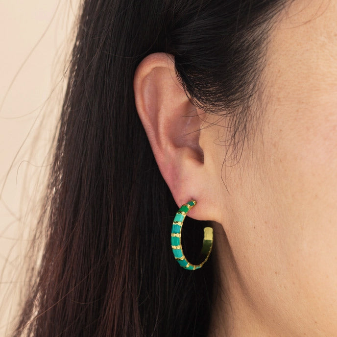 Fair trade jade earrings handmade by survivors of human trafficking.