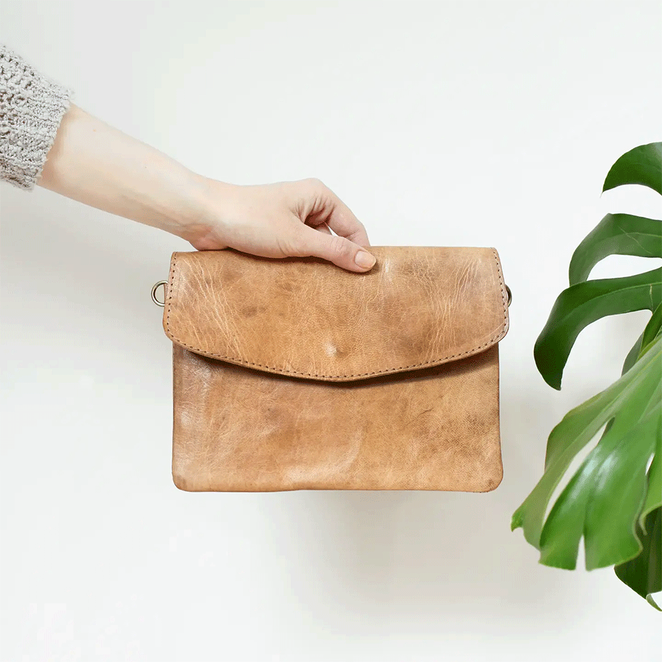 Fair trade leather bag clutch