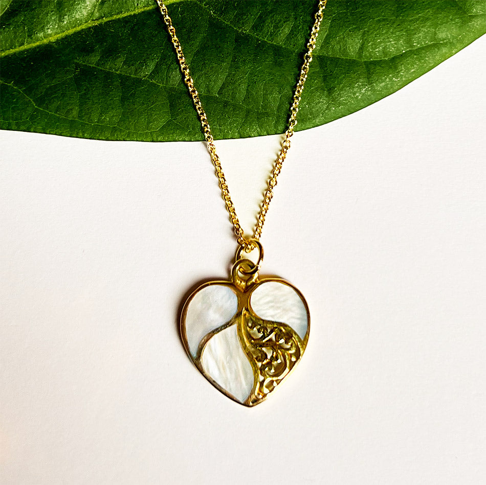 Fair trade mother of pearl heart necklace