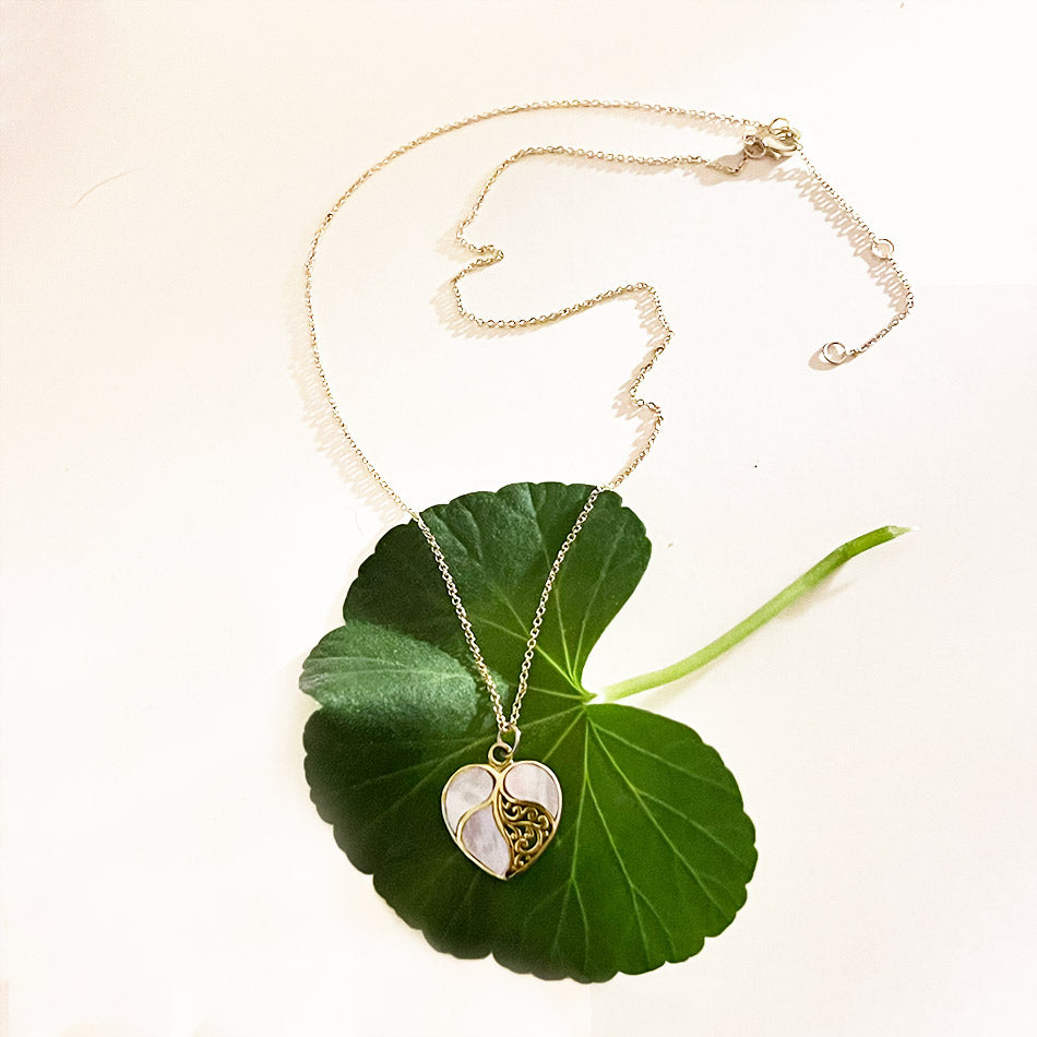 Fair trade mother of pearl heart necklace