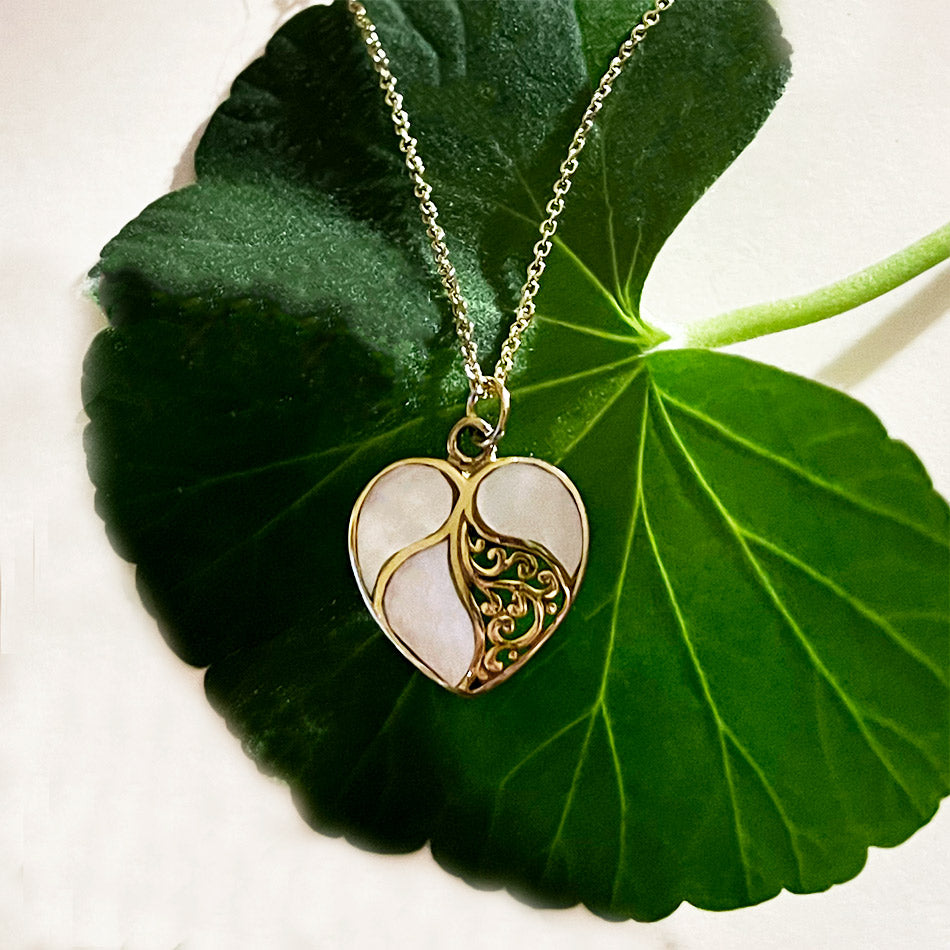 Fair trade mother of pearl heart necklace