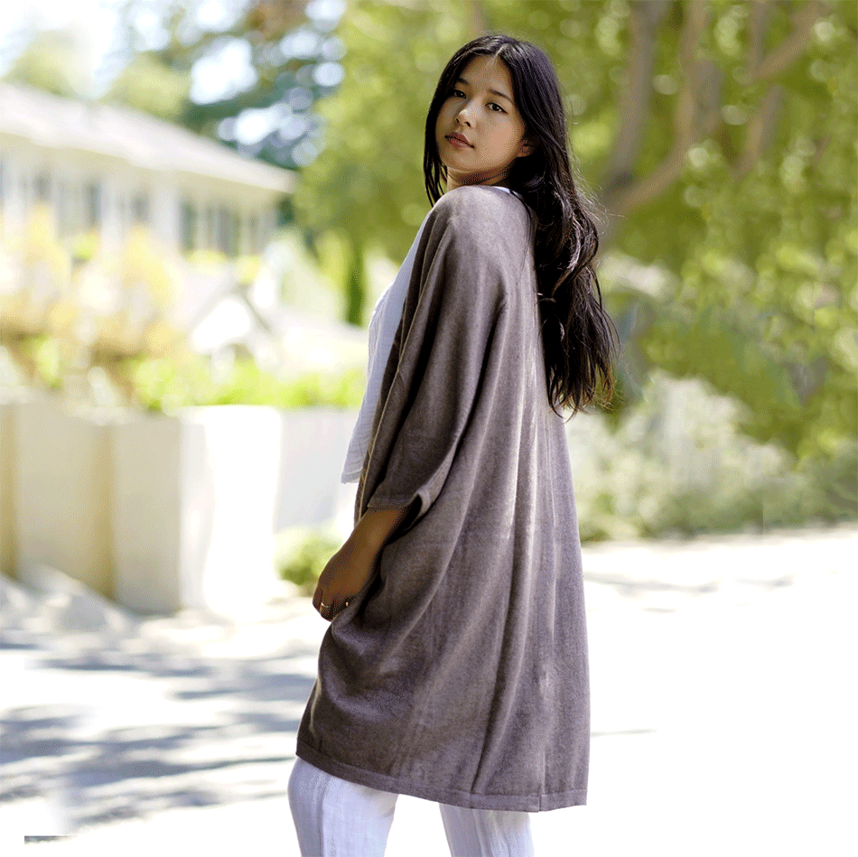 Fair trade cashmere kimono cape