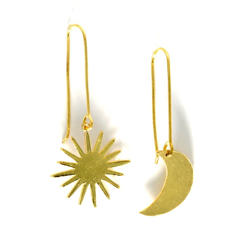 Fair trade sun moon earrings