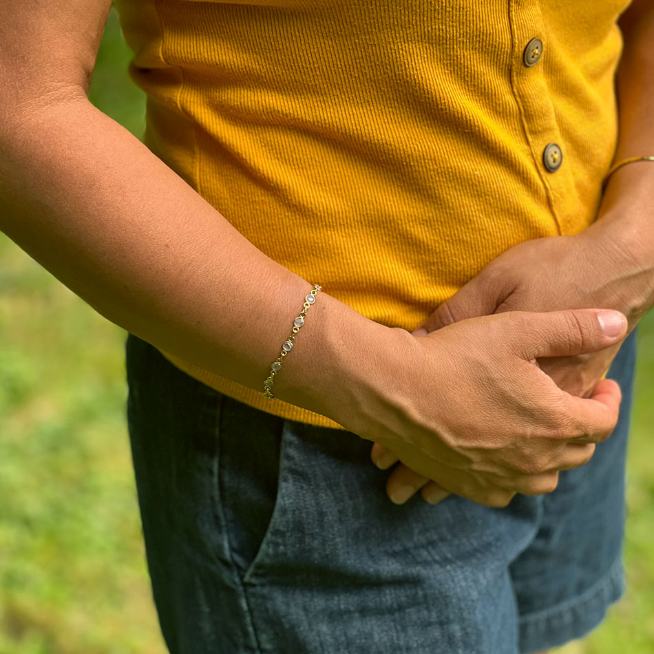 Fair trade moonstone brass bracelet